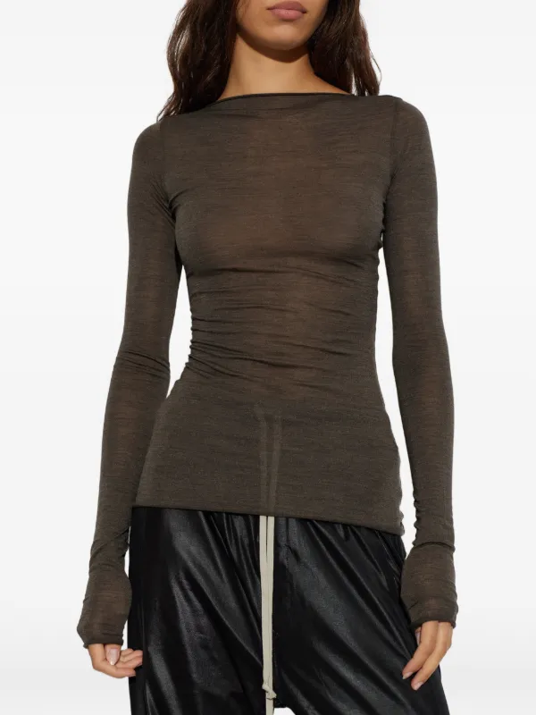 トップス Rick Owens LS Rick Owens LS T Sheer long-sleeved T-shirt | Grey | FARFETCH UK