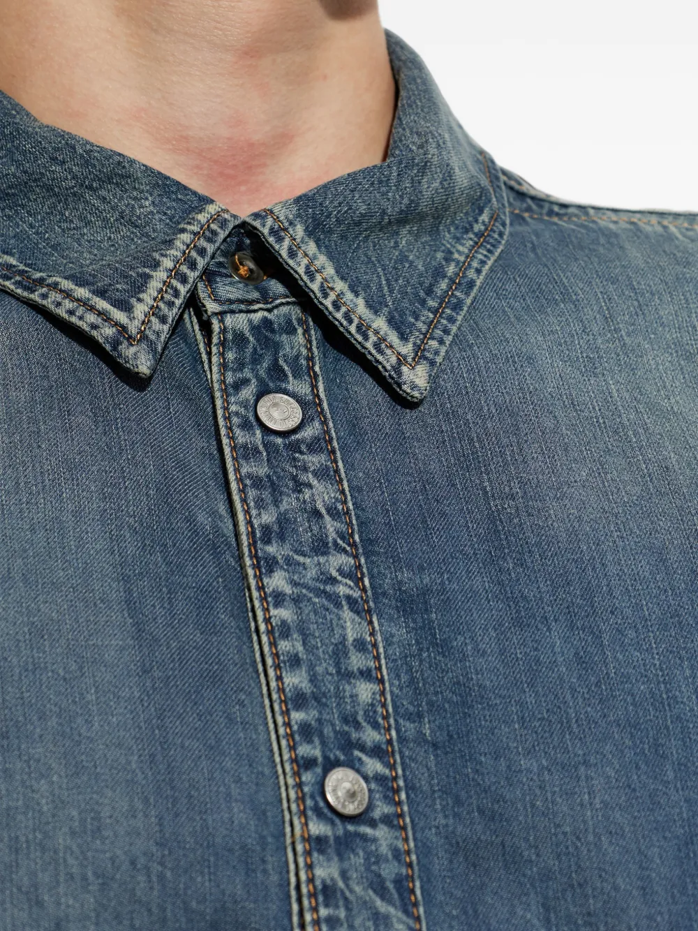 Diesel faded whiskered shirt Blauw