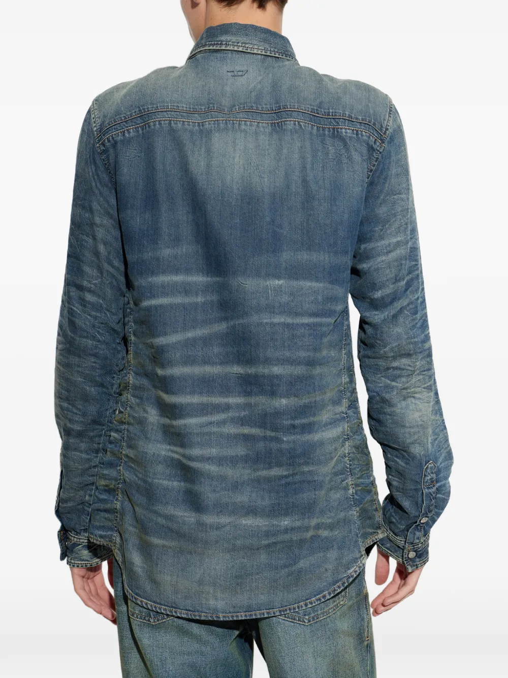 Diesel faded whiskered shirt Blauw