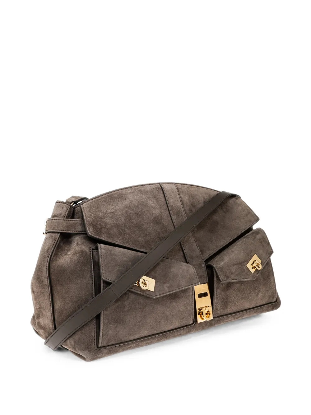 Ferragamo Hug suede shoulder bag Grijs