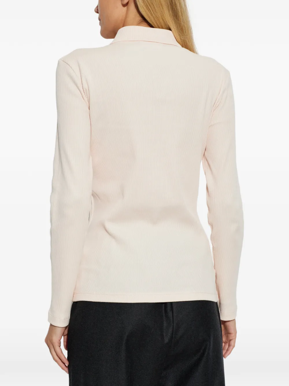 Lacoste ribbed long-sleeve polo shirt Roze