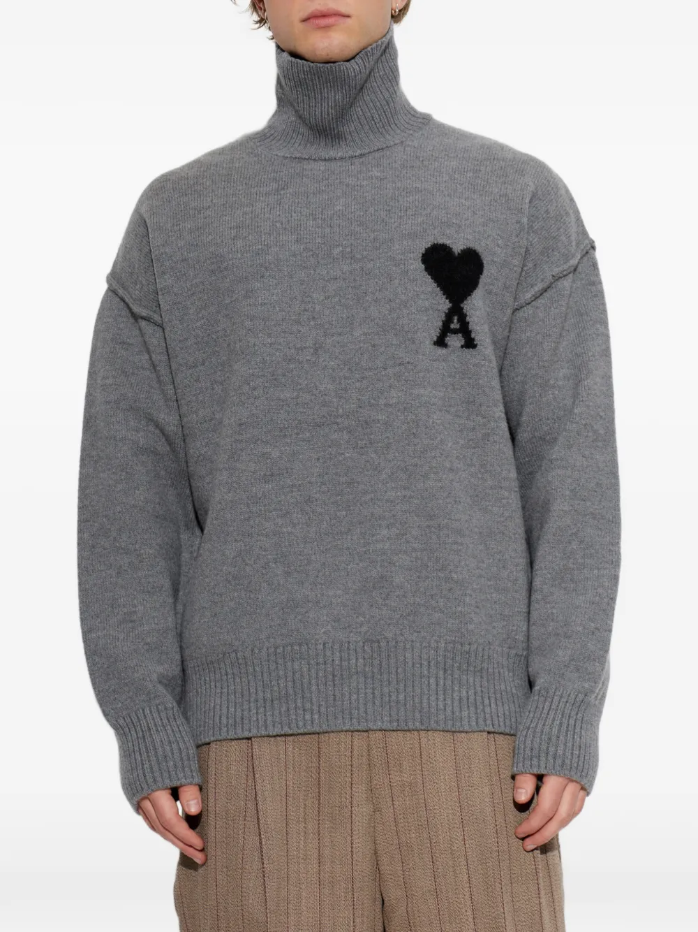 AMI Paris Ami de Coeur turtleneck sweater Grijs