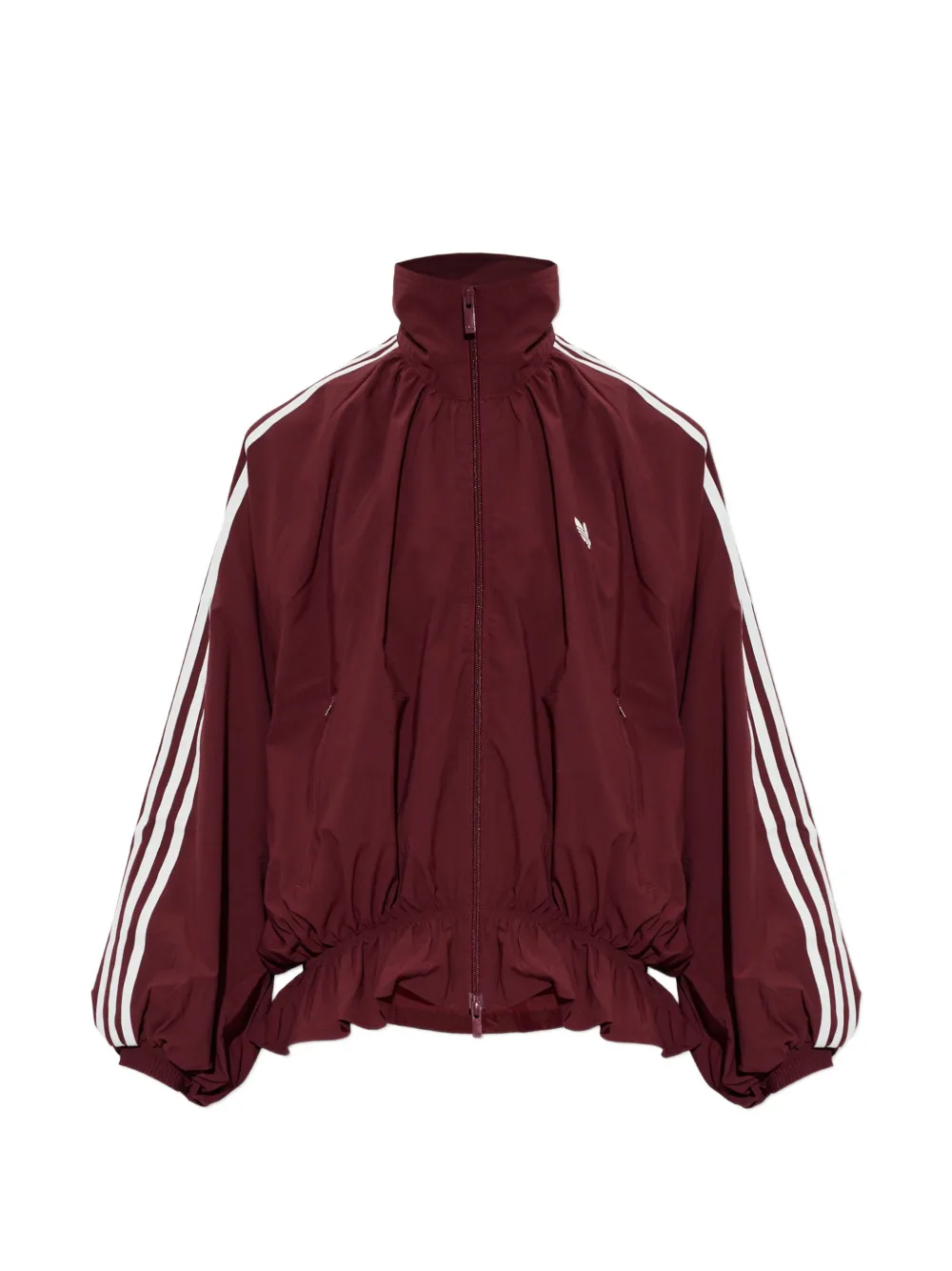 adidas 3-Stripes gathered-detail oversized jacket