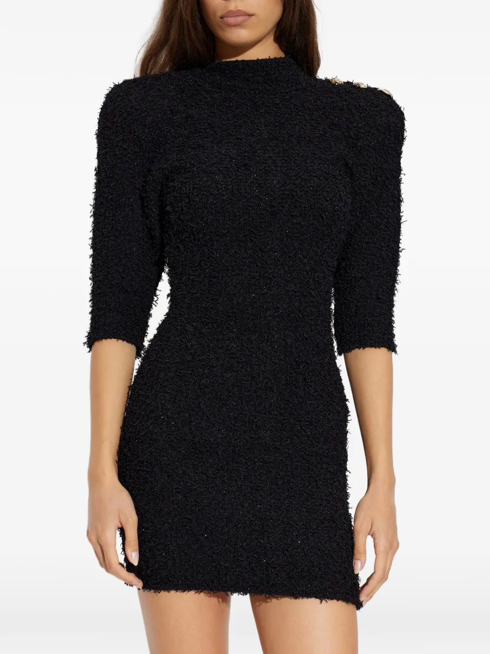 Balmain Midi-jurk verfraaid met knoop Zwart