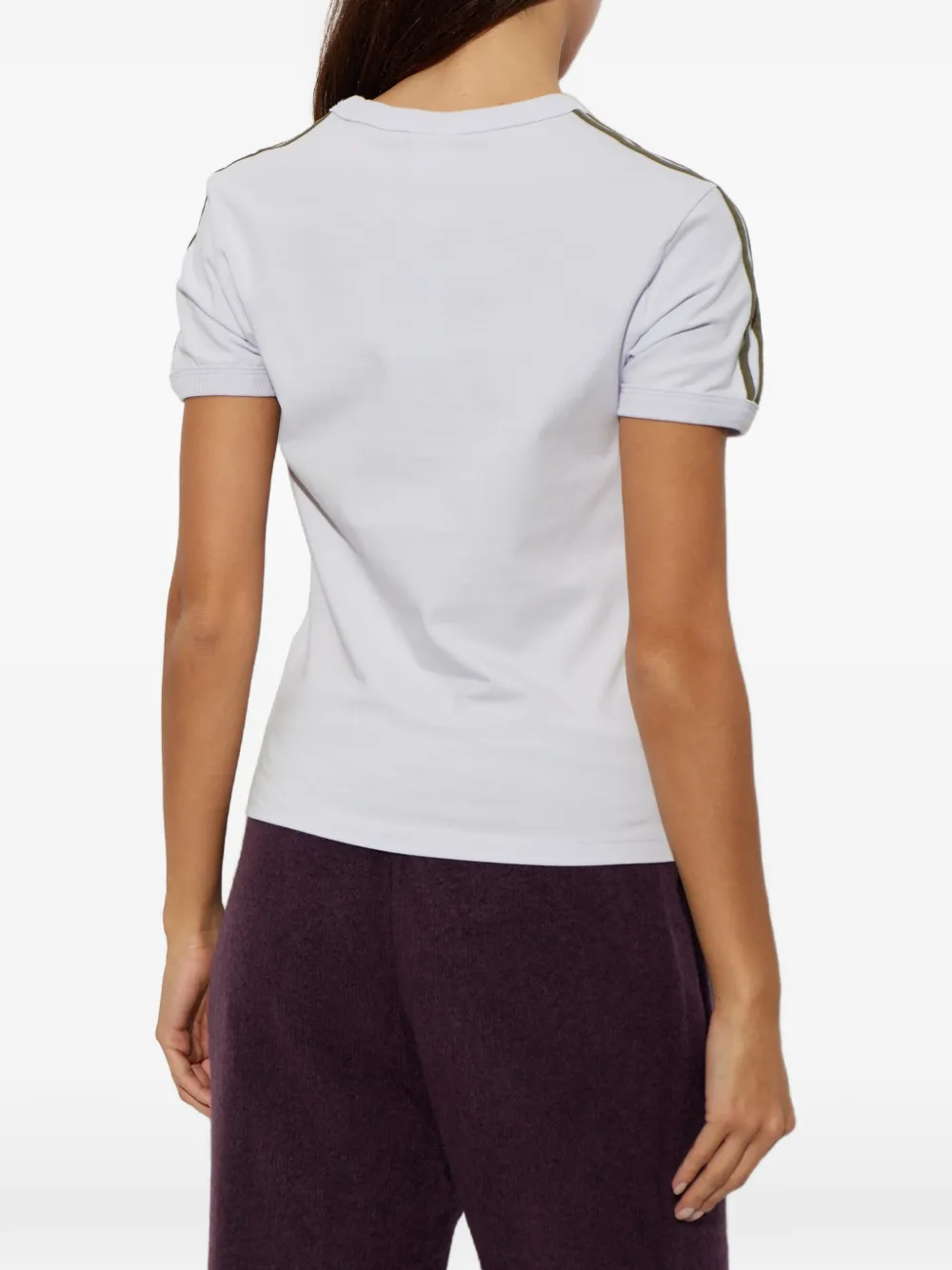 adidas logo-embroidered stripe-detail T-shirt Wit