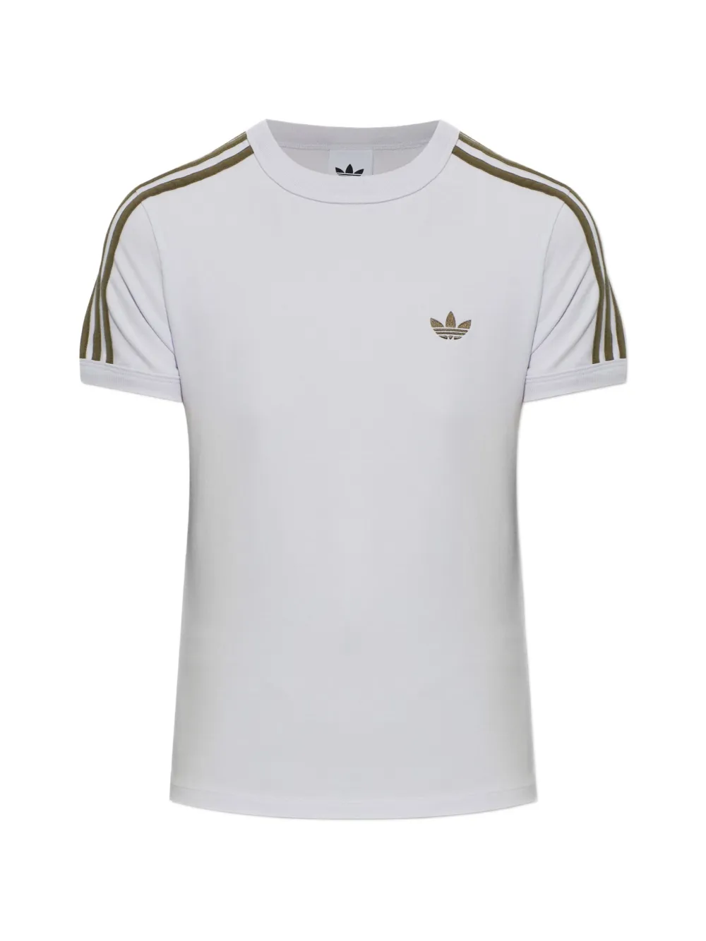 adidas logo-embroidered stripe-detail T-shirt Wit