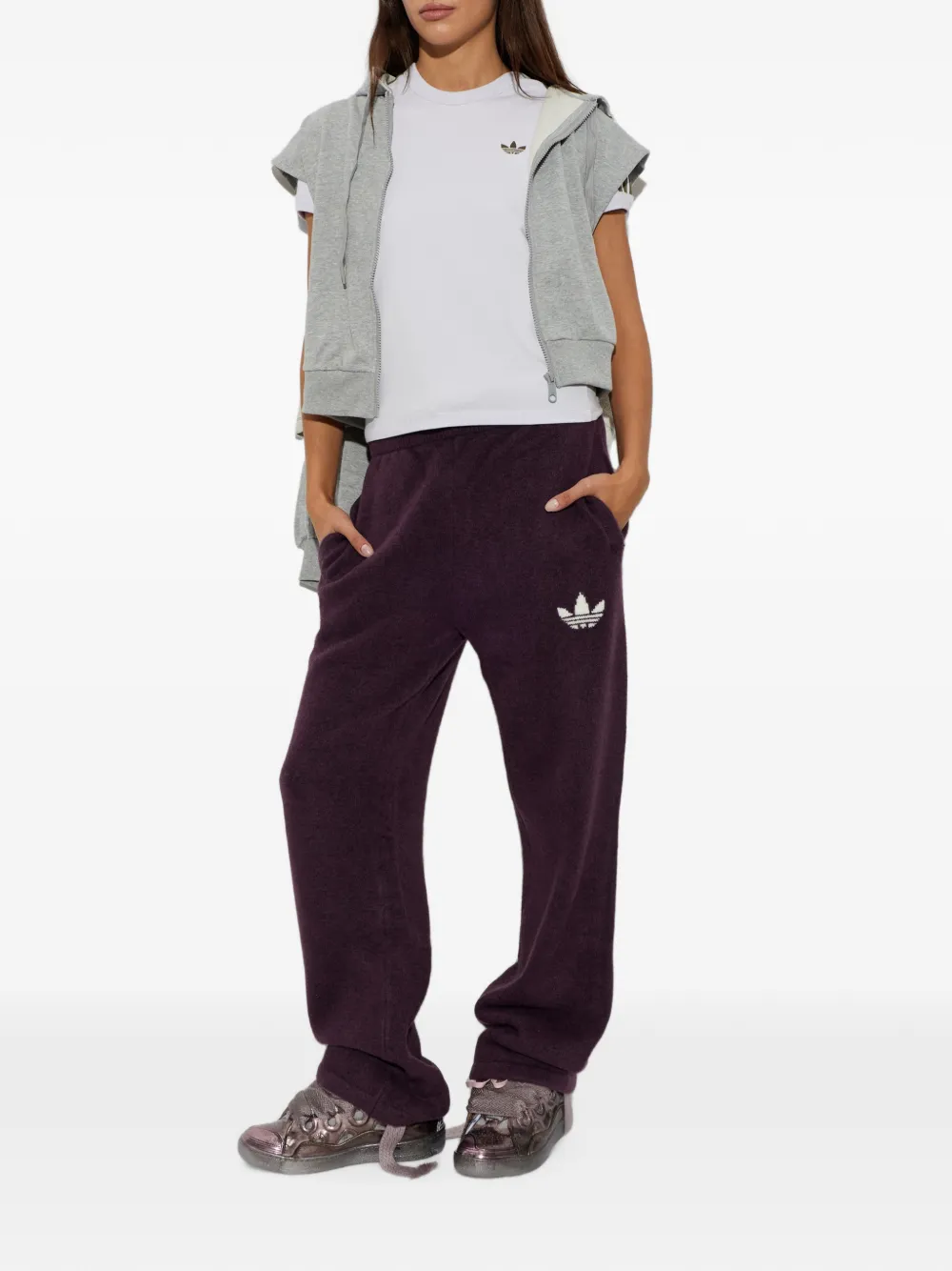 adidas logo-embroidered stripe-detail T-shirt Wit