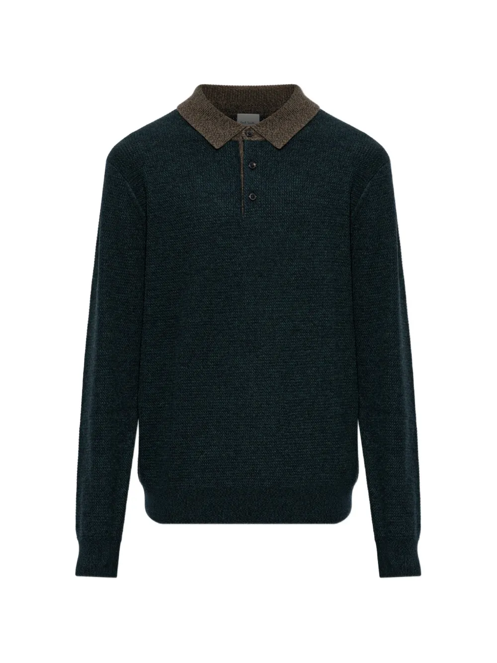 Paul Smith dark green merino-silk knitted polo shirt