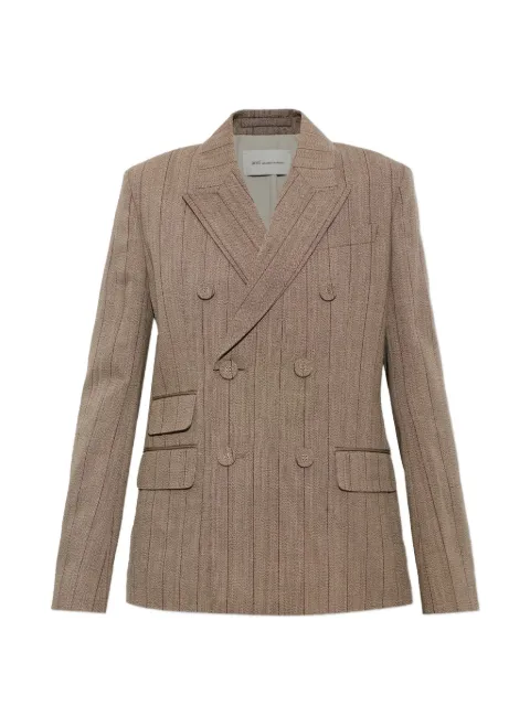 AMI Paris brown double breasted striped wool blazer