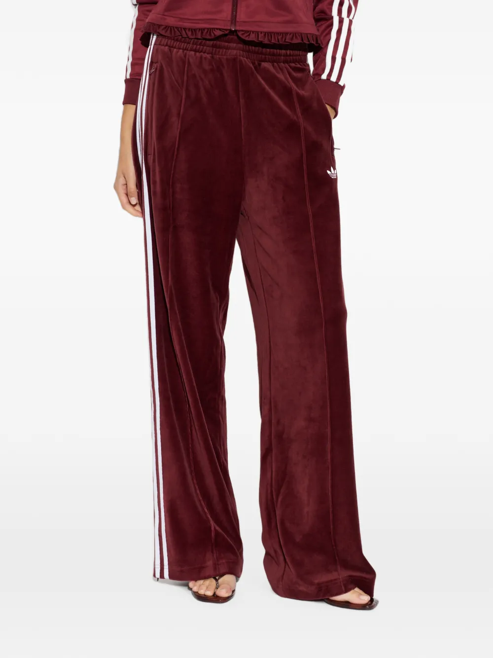 adidas velour side-stripe track pants Rood