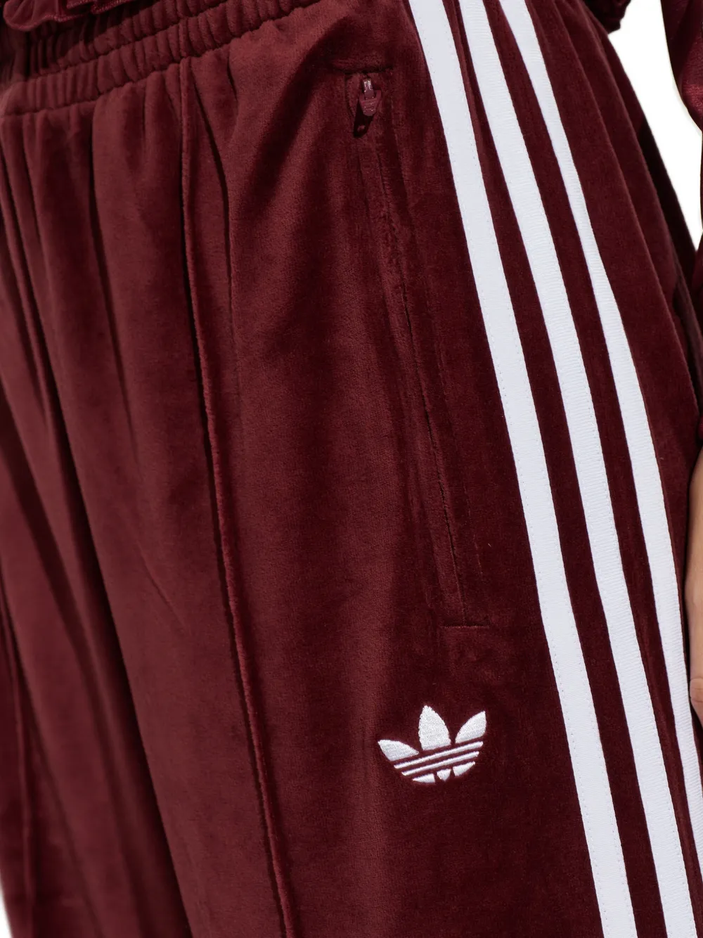 adidas velour side-stripe track pants Rood