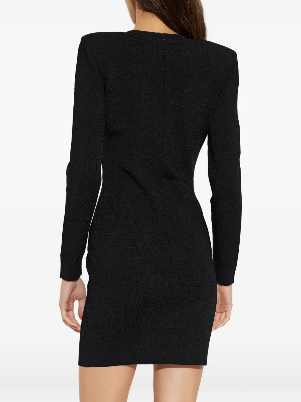 Balmain button-embellished padded-shoulder mini dress Zwart