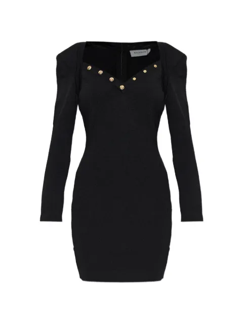 Balmain button-embellished padded-shoulder mini dress