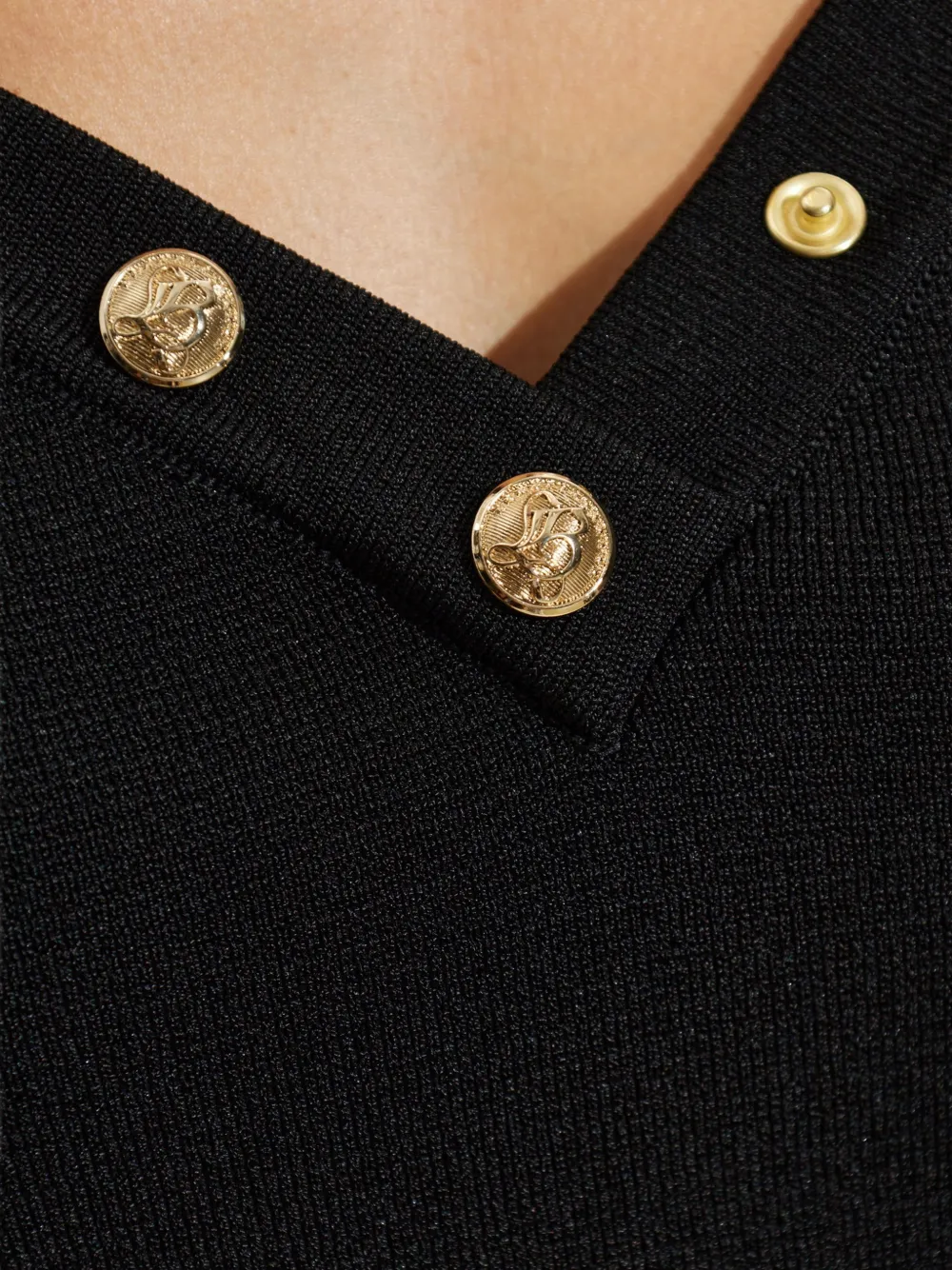 Balmain button-embellished padded-shoulder mini dress Zwart