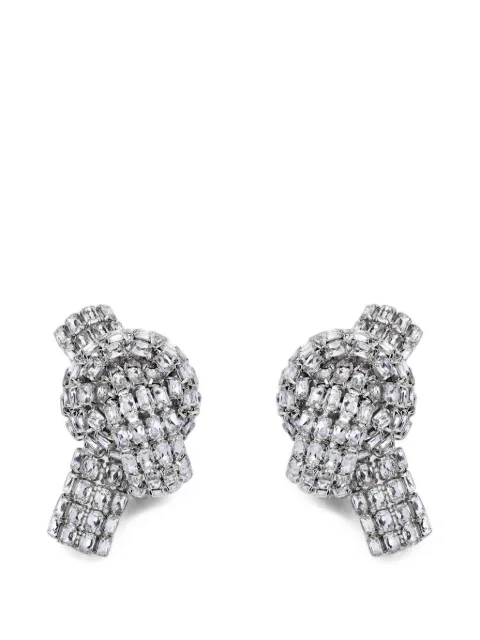 AREA crystal-pavé knot earrings