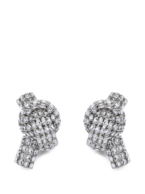 Area Crystal-pavé Knot Earrings in Silver
