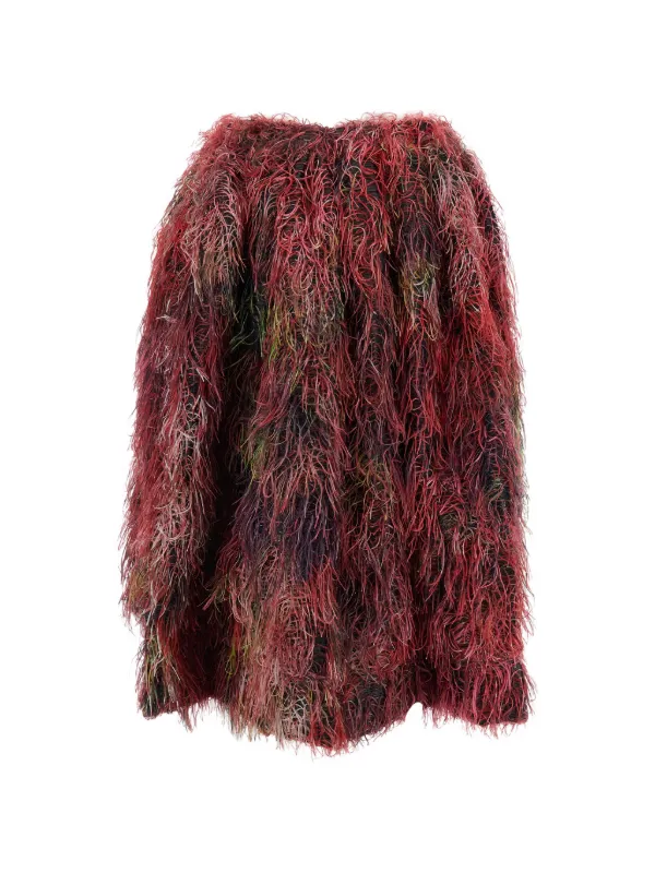 Comme des Garçons Fringed Asymmetric Midi Skirt in Multicolour