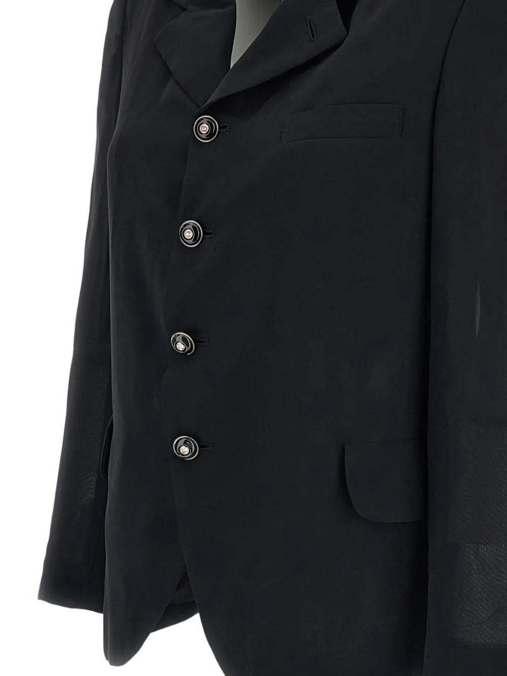 Comme Des Garçons Sheer-panelled Button-up Jacket in Black, view 3