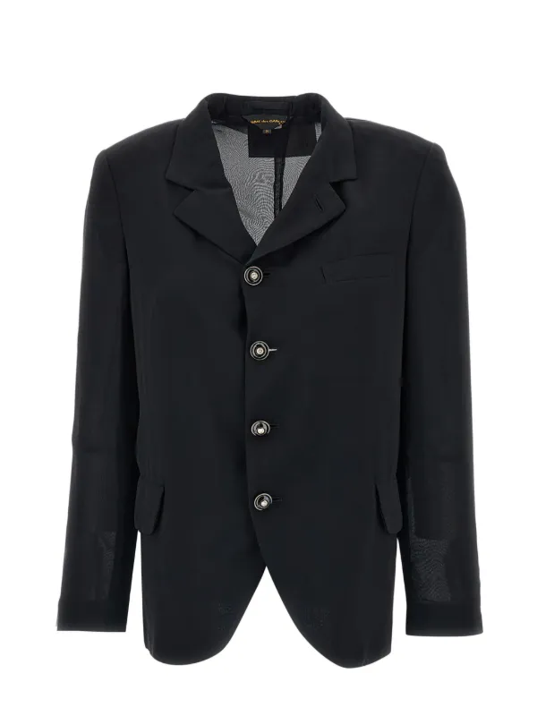 Comme des Garçons Sheer-panelled Button-up Jacket in Black