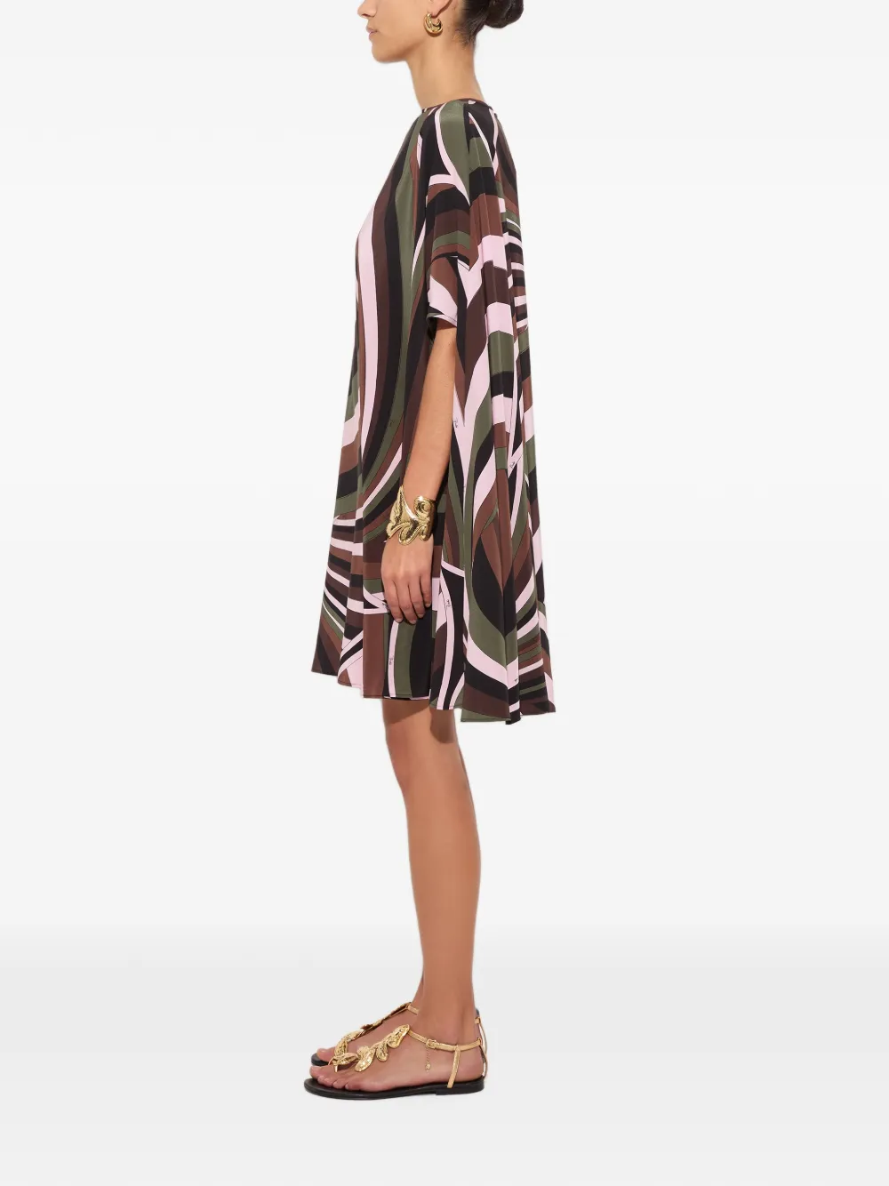 PUCCI Crêpe de chine tuniek met Iride-print Bruin