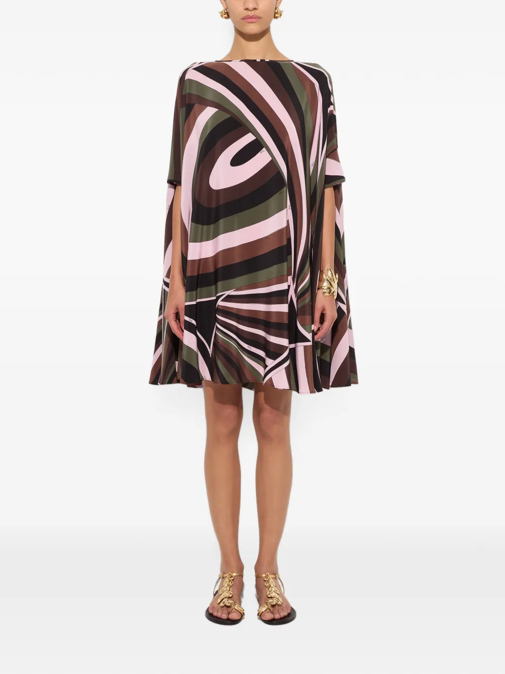 PUCCI Crêpe de chine tuniek met Iride-print Bruin