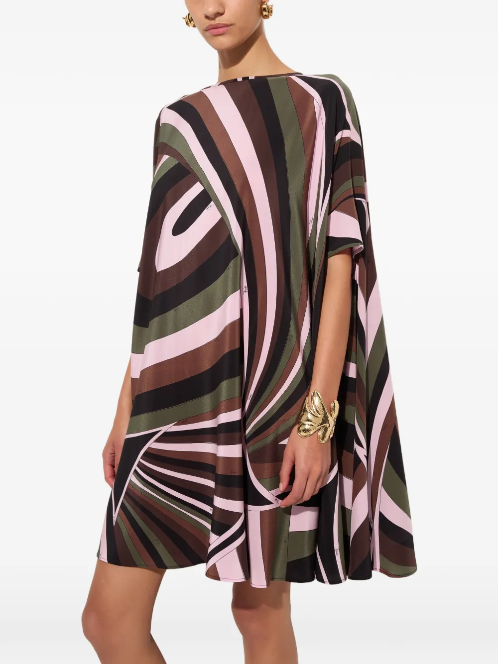 PUCCI Crêpe de chine tuniek met Iride-print Bruin