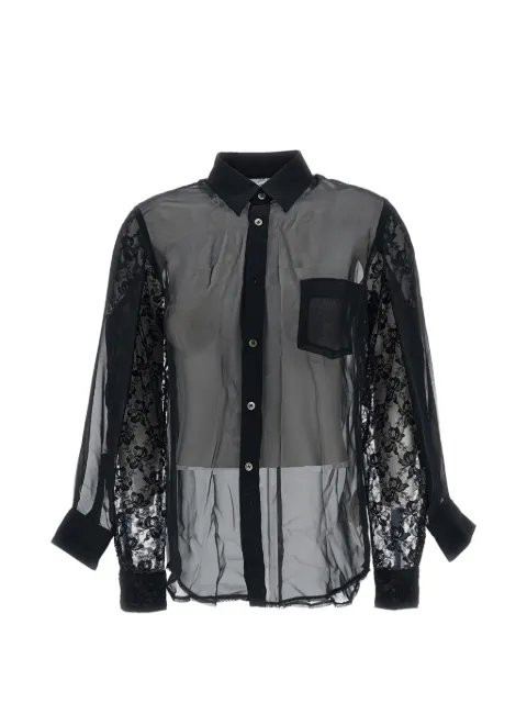 Comme Des Garçons lace-panel sheer shirt