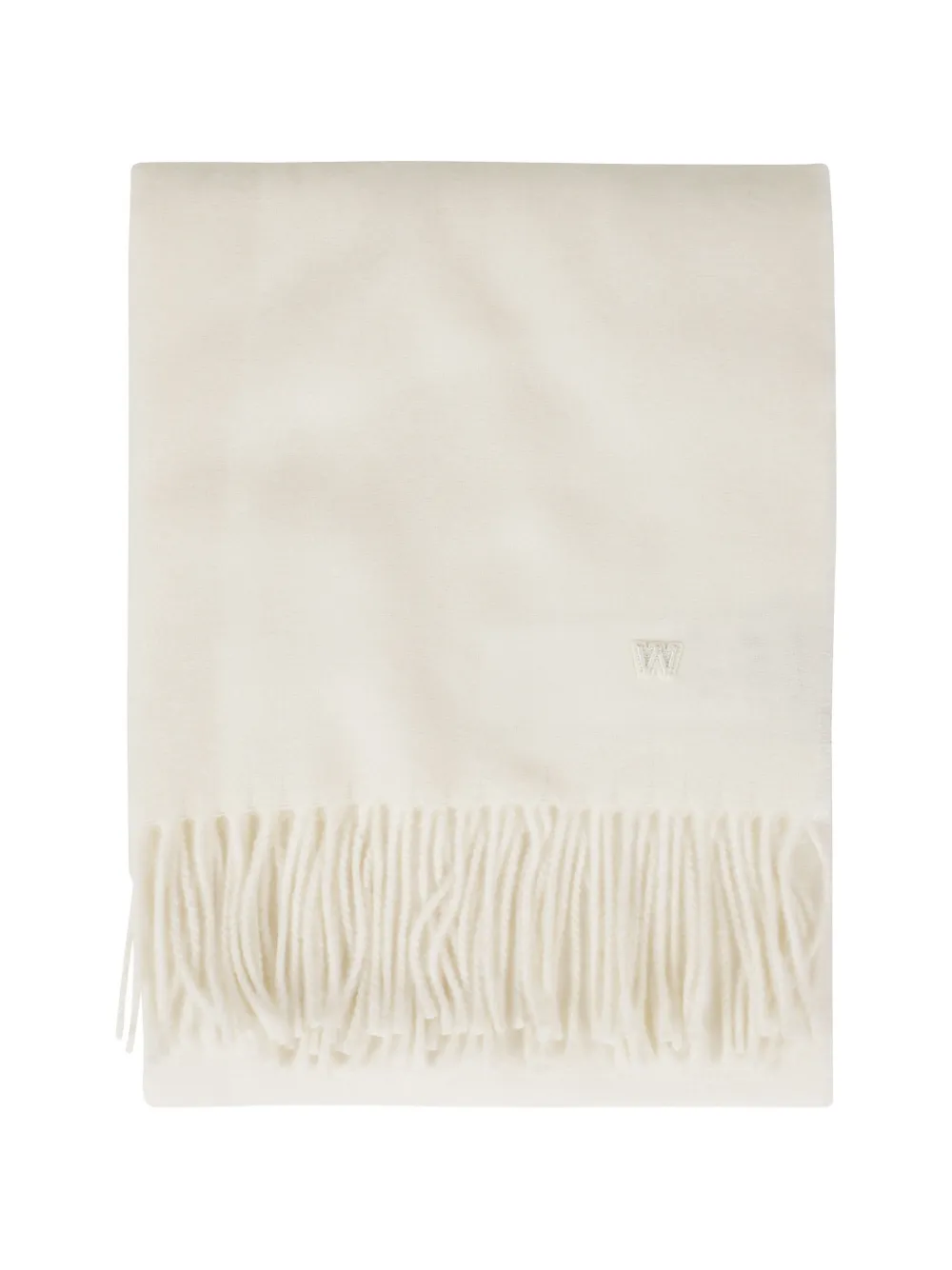 Weekend Max Mara logo-embroidered fringed-hem scarf Beige