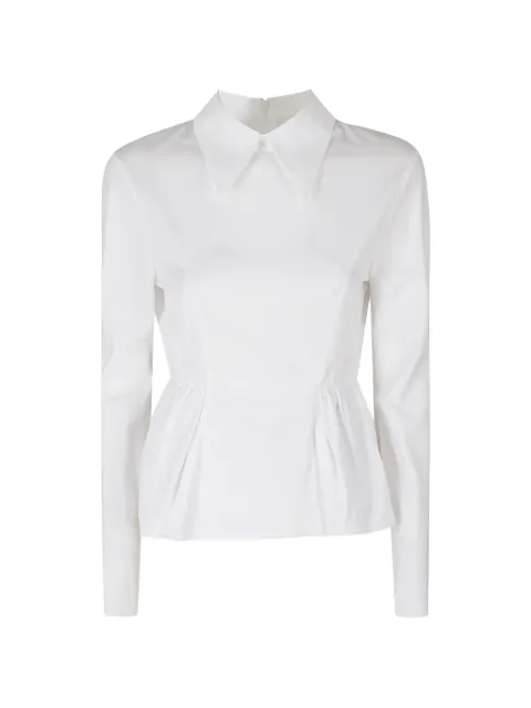 Tela top con dobladillo peplum y cuello de pico