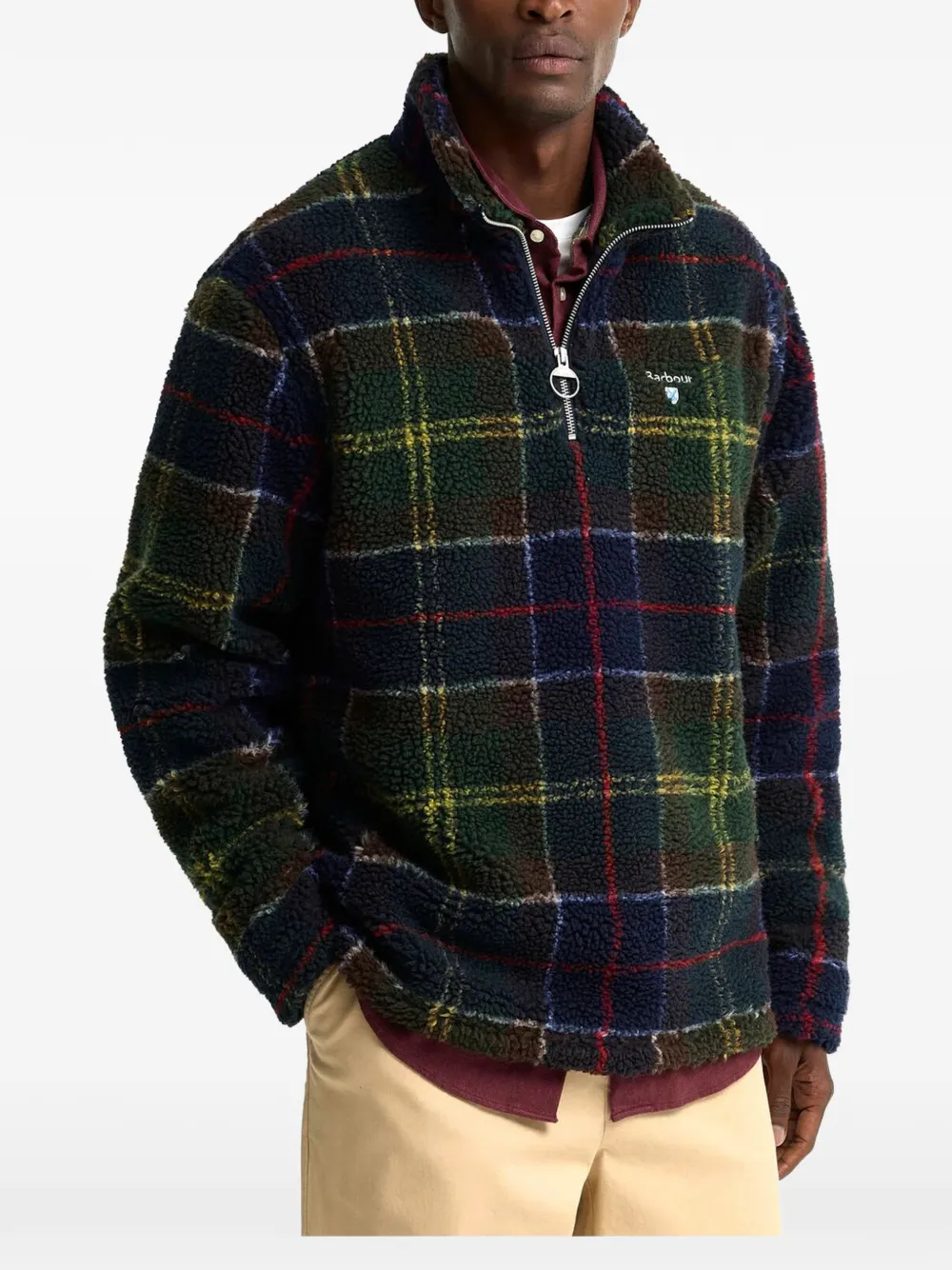 Barbour Tartan half-zip fleece sweatshirt Blauw