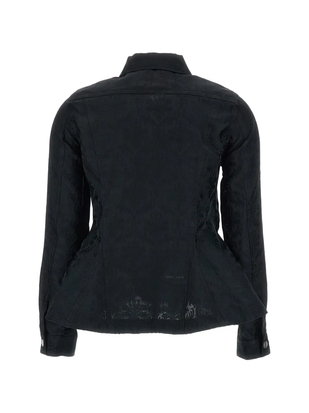 Comme Des Garçons Peplumjack met damastpatroon Zwart