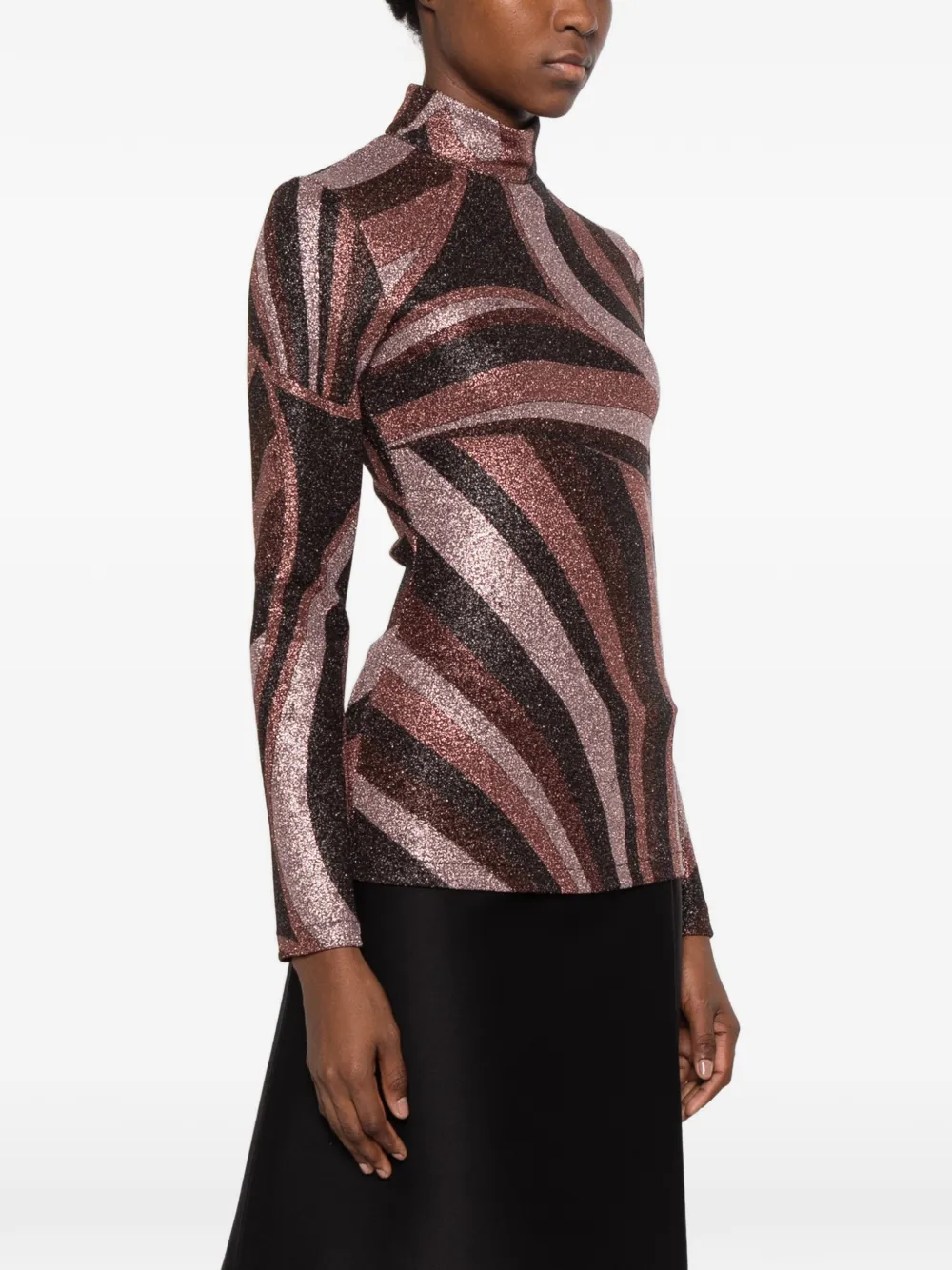 PUCCI Lurex top met hoge hals en Iride-print Bruin