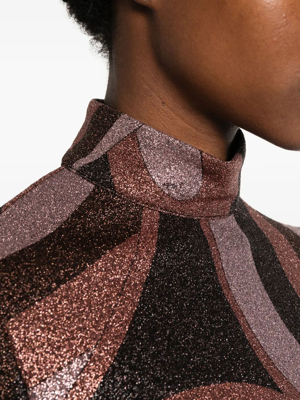 PUCCI Lurex top met hoge hals en Iride-print Bruin