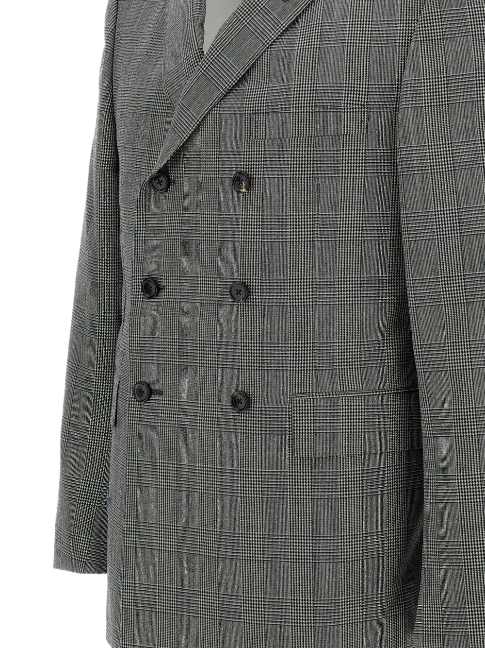 Thom Browne Wollen Prince of Wales geruite blazer met dubbele rij knopen Grijs