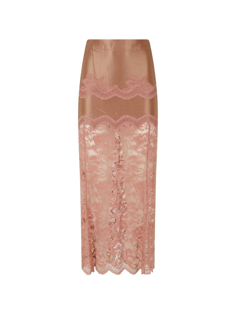 Rabanne Camel midi skirt in lace and jersey