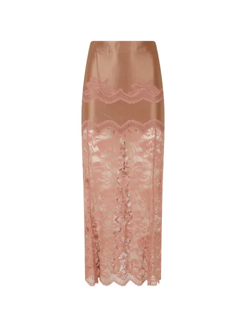 Rabanne Camel midi skirt in lace and jersey