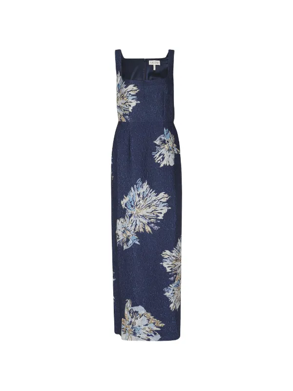 Saloni Bora Floral-jacquard Maxi Dress in Blue