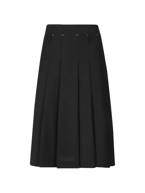 Tela pleated belt-loop midi skirt
