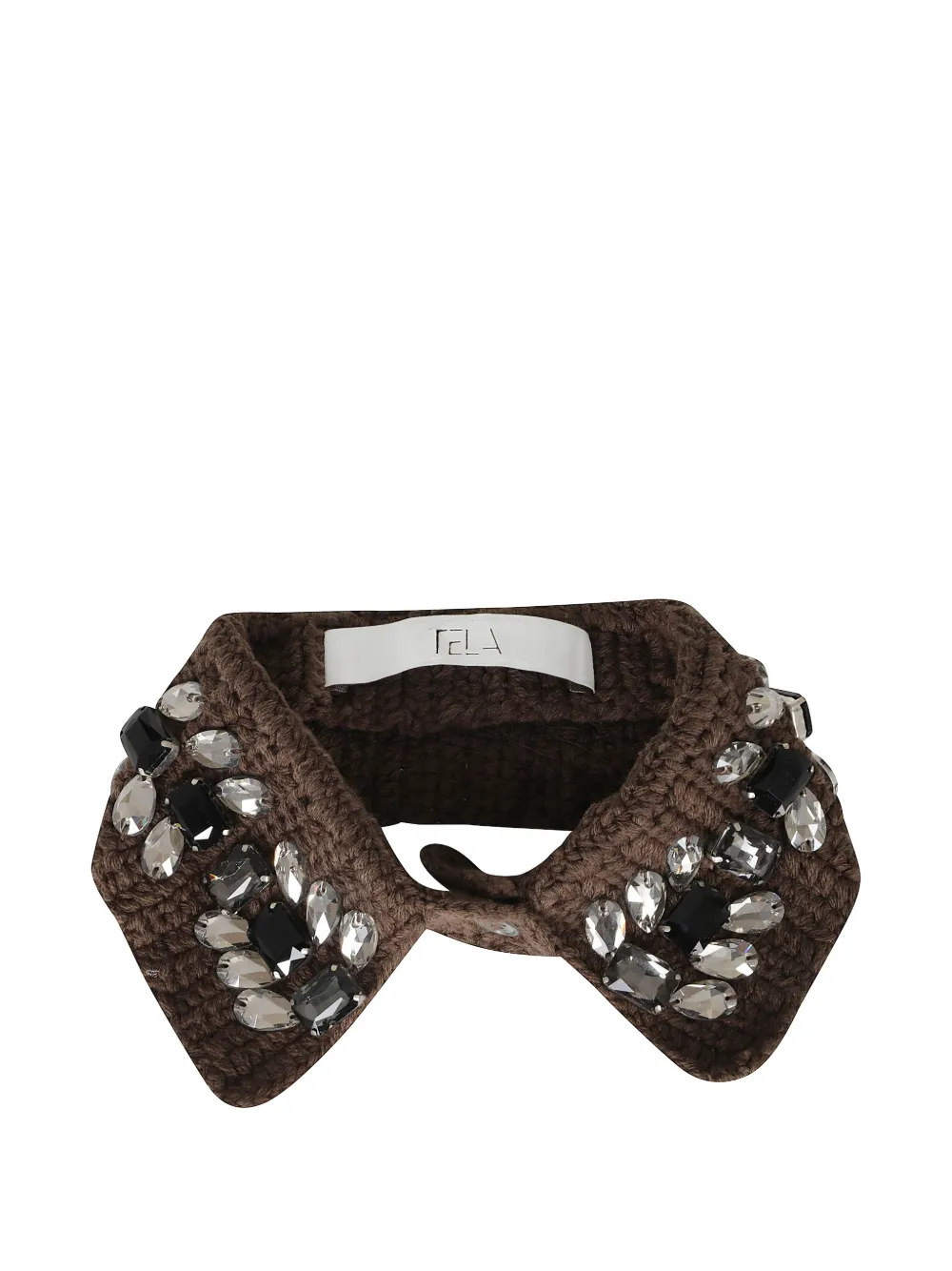 Tela crystal-embellished chunky-knit collar - Marrone