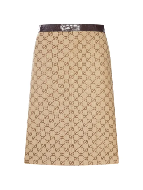 Gucci GG Supreme crocodile-effect midi skirt