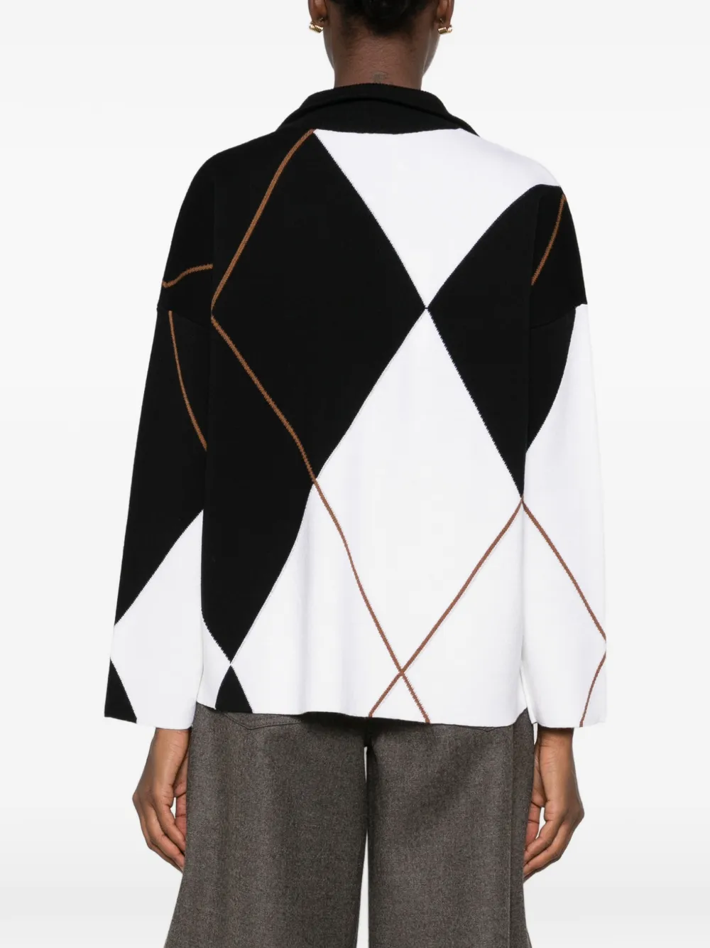 Max Mara argyle intarsia-knit sweater Zwart