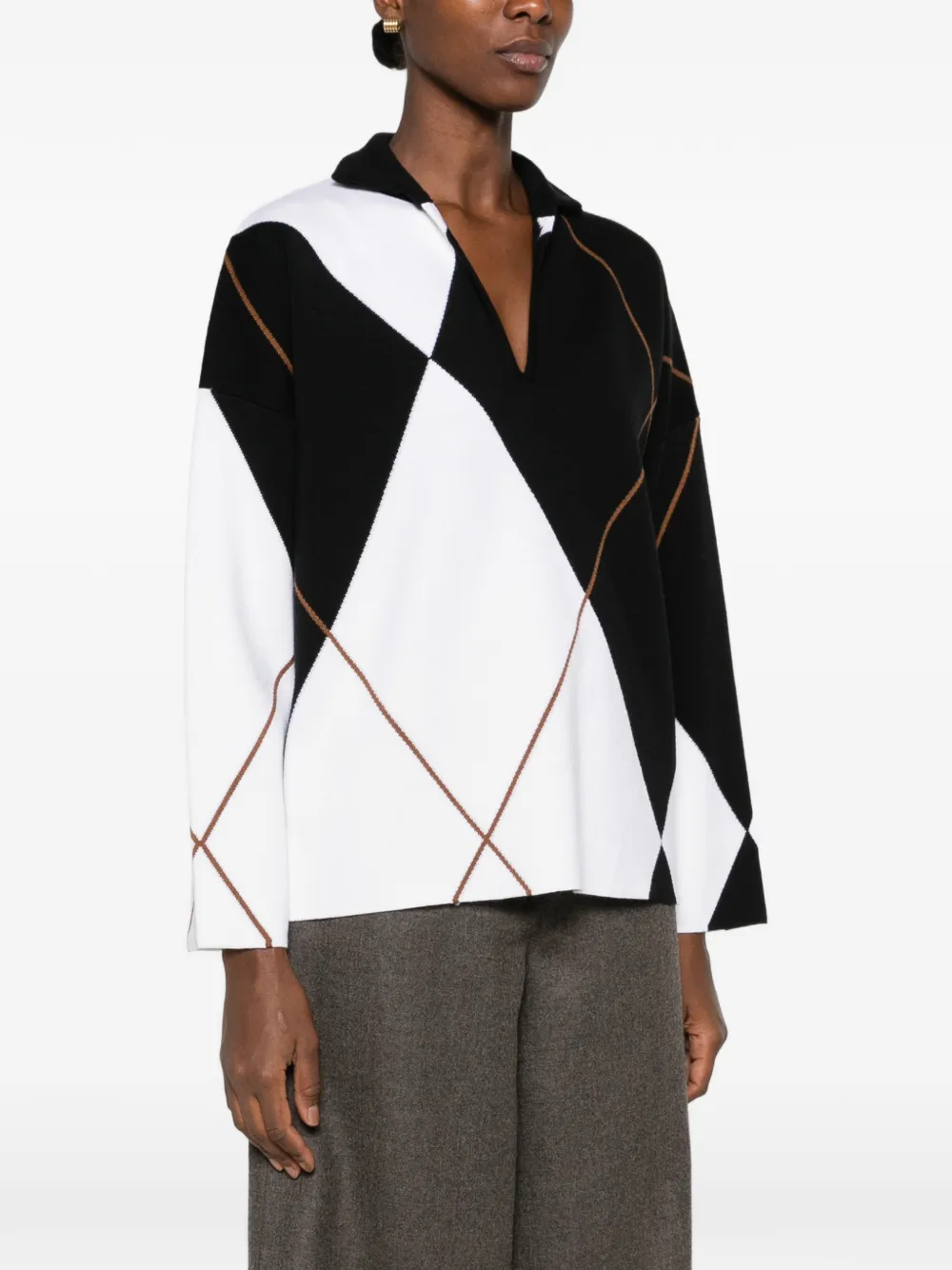 Max Mara argyle intarsia-knit sweater Zwart