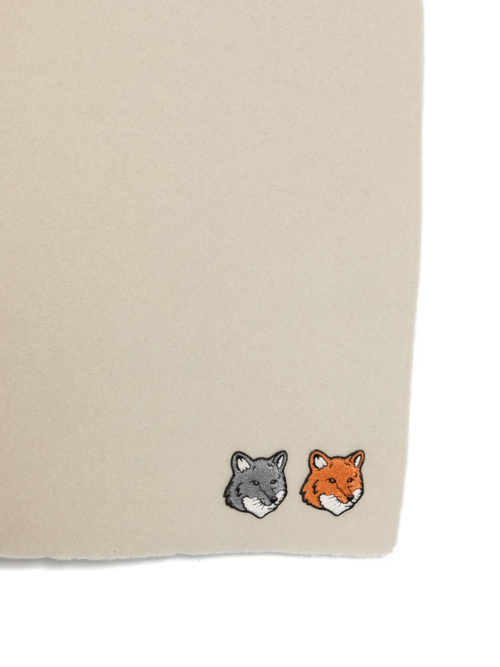 Maison Kitsuné double Fox Head patch scarf Beige