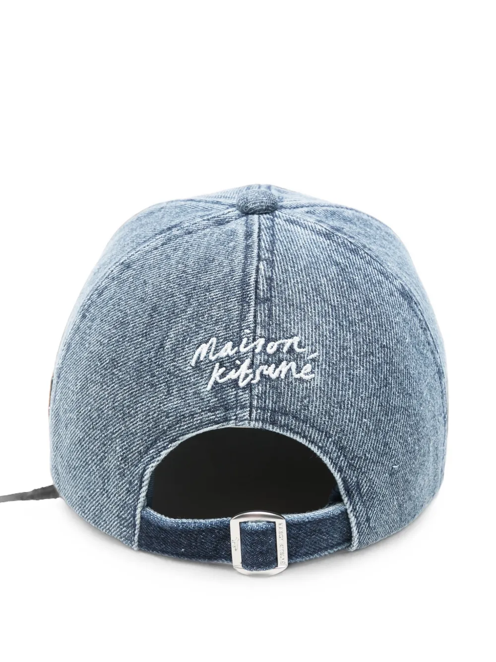 Maison Kitsuné fox-patch denim baseball cap Blauw