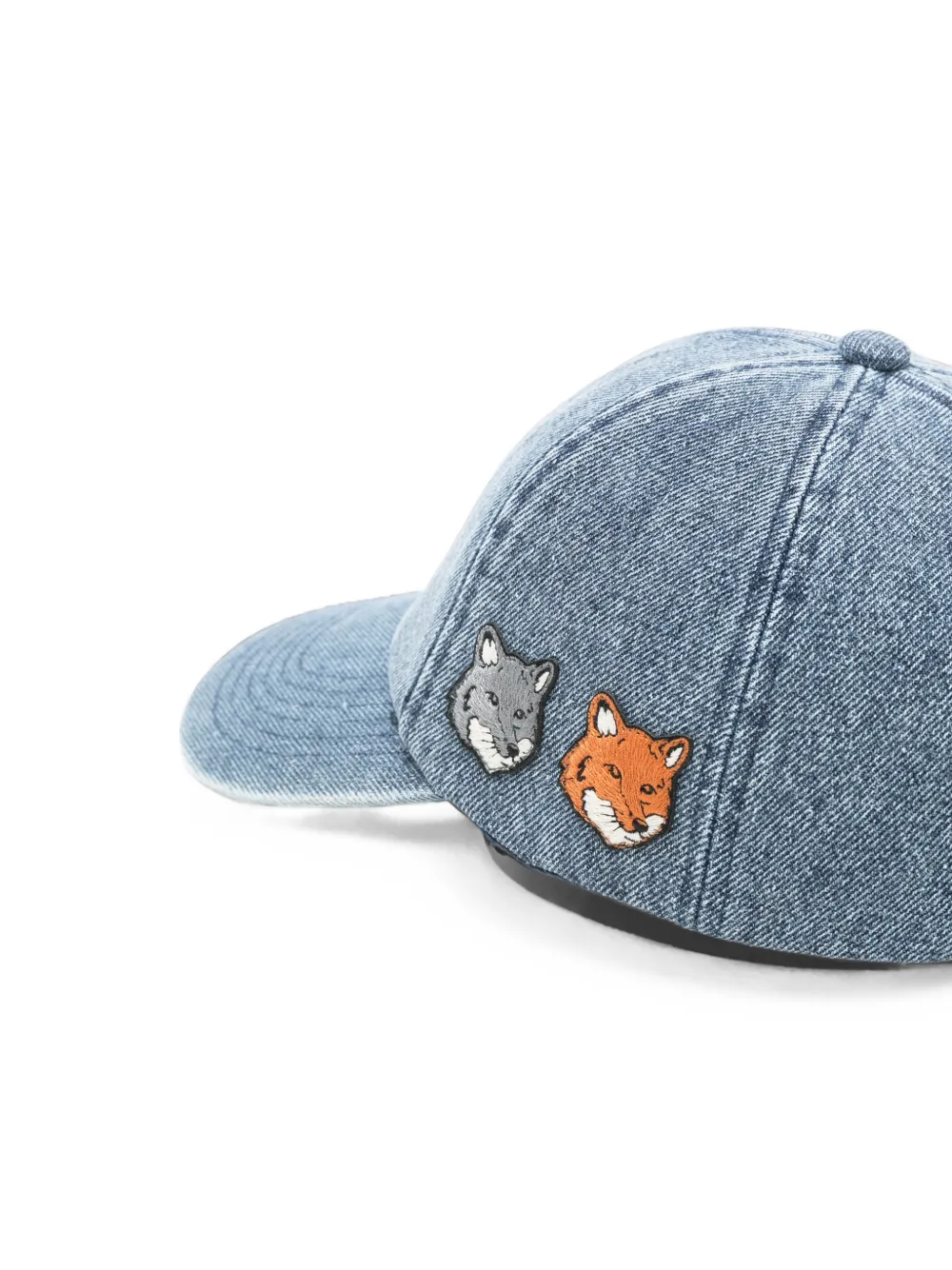 Maison Kitsuné fox-patch denim baseball cap Blauw