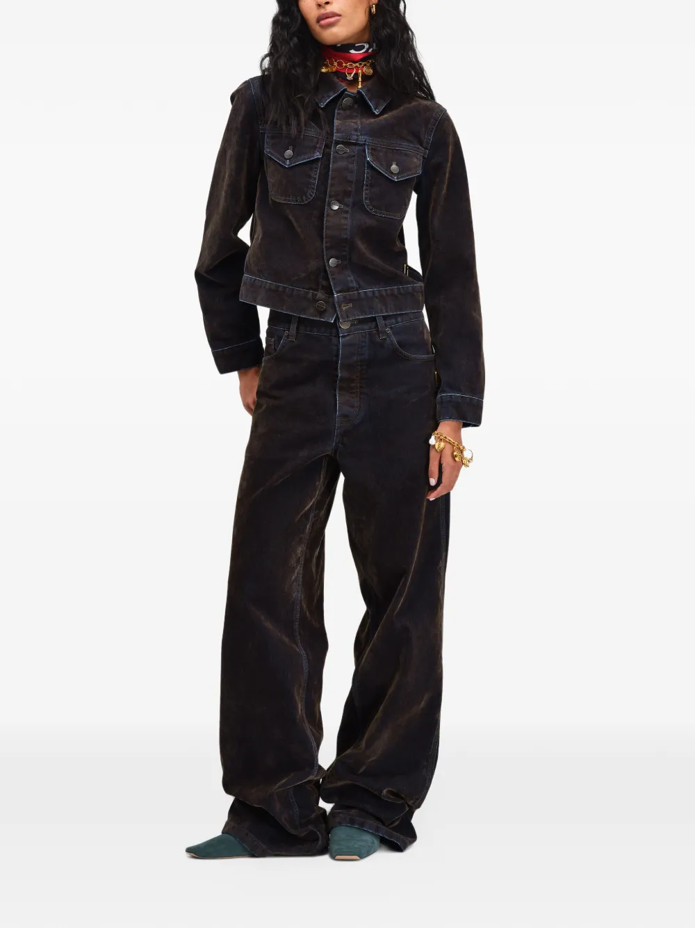 Marc Jacobs velvet denim shrunken jacket Bruin