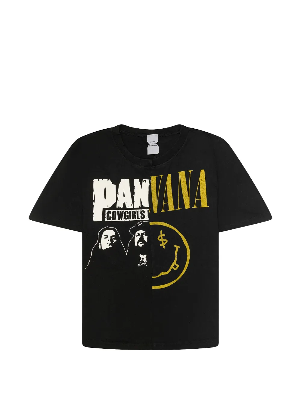 Protocol Index Fake Shoulder Seam Graphic-print Panelled T-shirt In Black