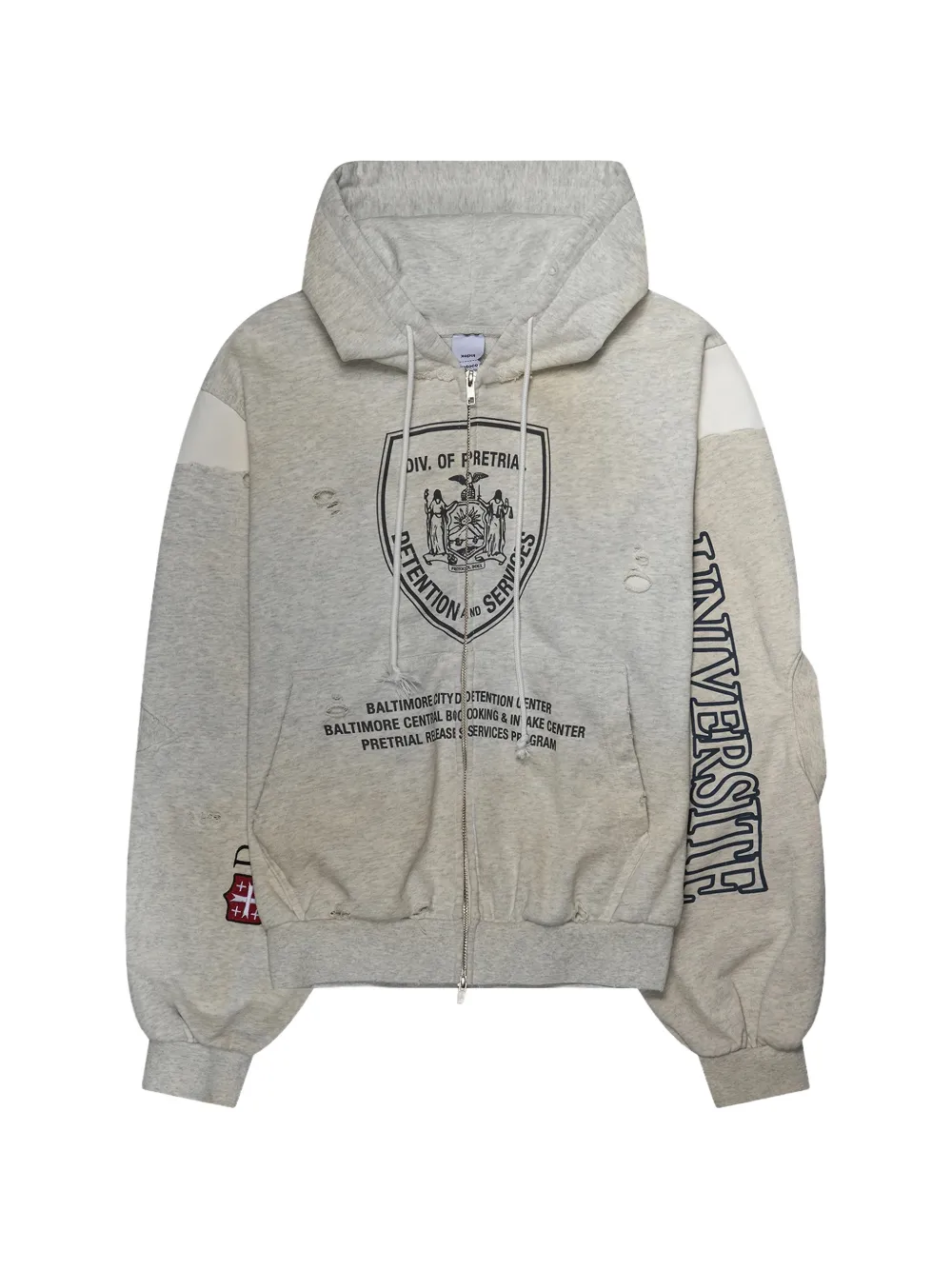 Protocol Index Reconstructed Distressed Hoodie In Grau
