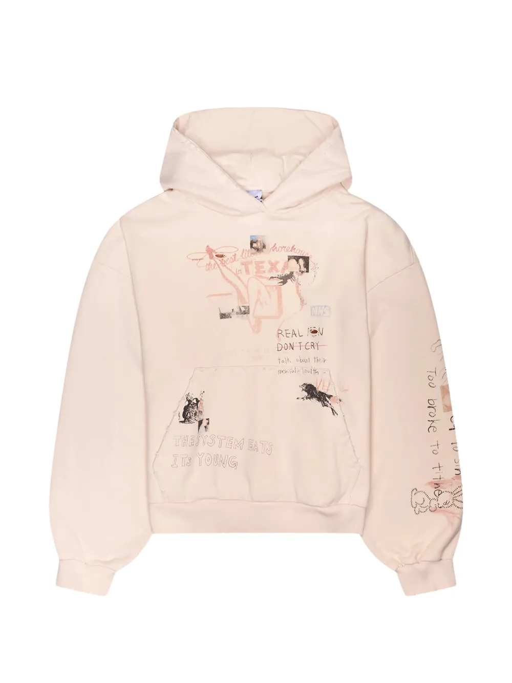 Protocol Index Graphic-print Washed Hoodie In Neutrals
