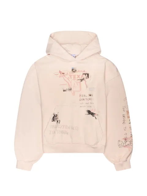 PROTOCOL INDEX graphic-print washed hoodie